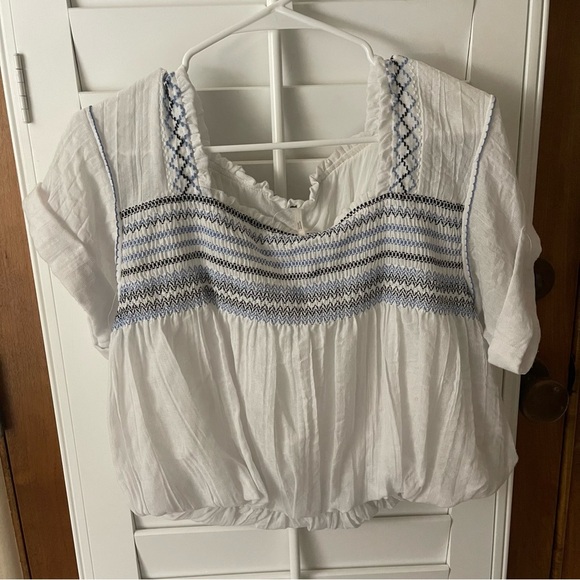 Free People Wandering Skies Smocked Top, Small - Picture 3 of 9